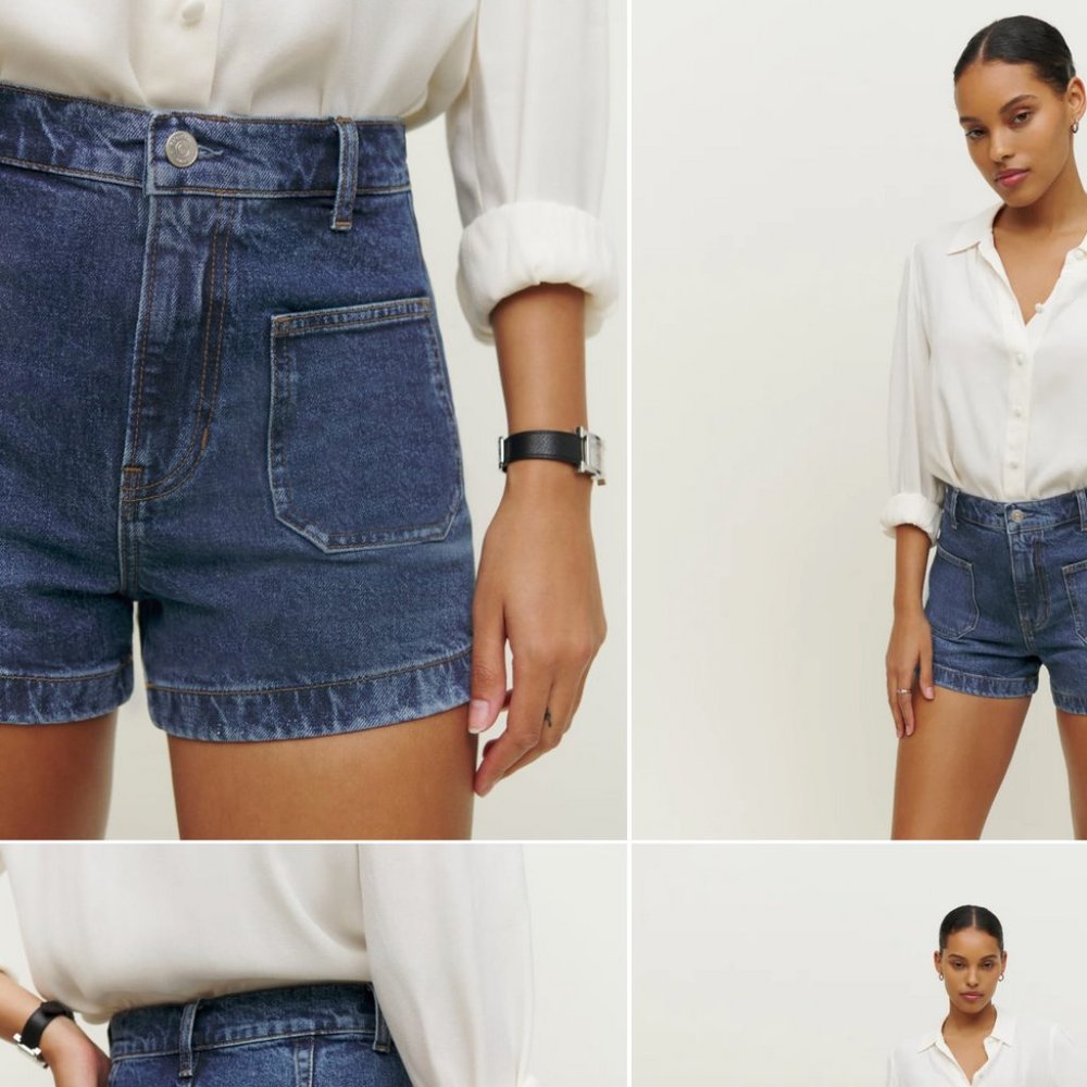 EUC: Reformation Alyssa High Rise Jean Shorts in Anguilla
